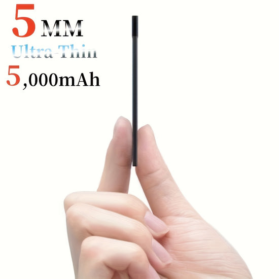 UltraThin 5mm 5000mAh FastCharge Power Bank with Cables