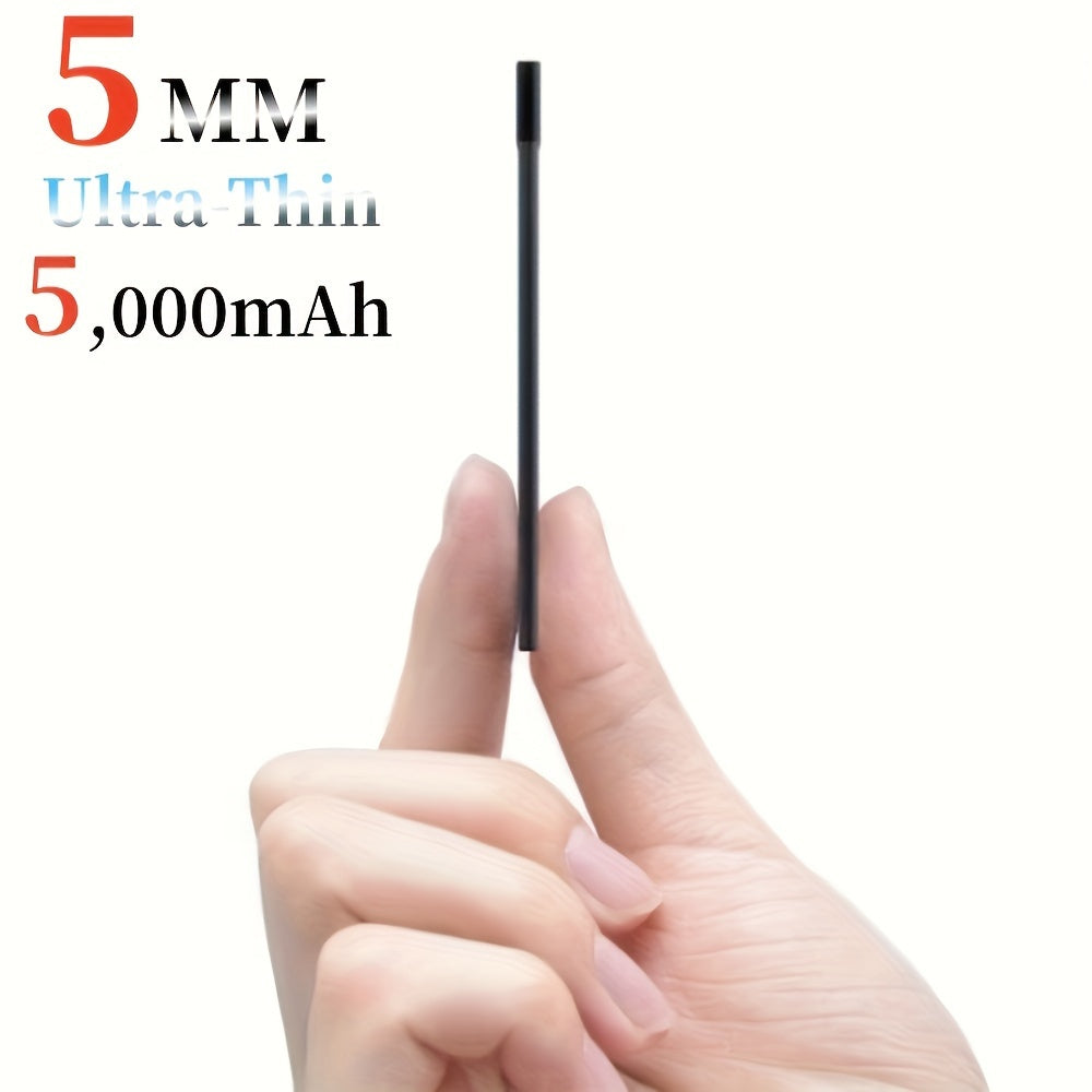 UltraThin 5mm 5000mAh FastCharge Power Bank with Cables